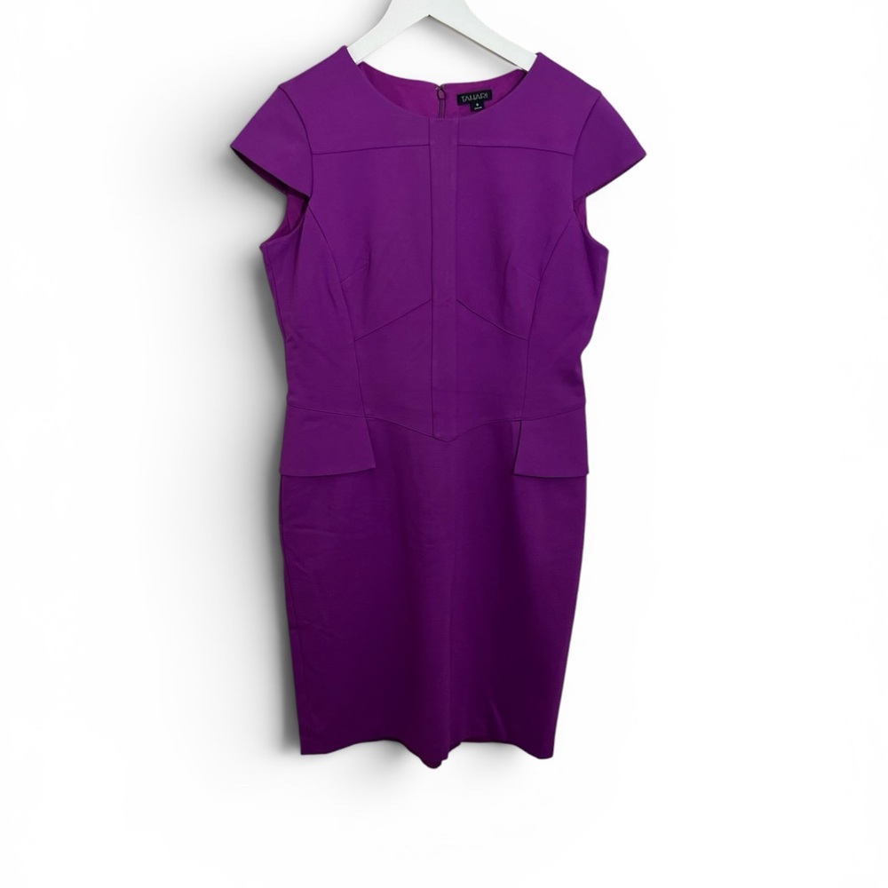 Tahari Violet Cap-Sleeve Sheath Midi Dress